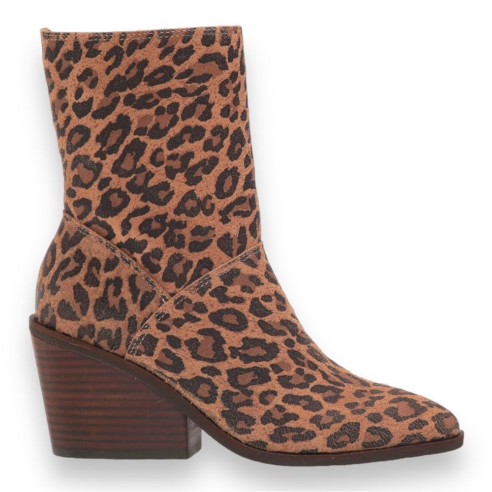 Lucky Brand Leopard Print Ankle Boots in Brown and Black